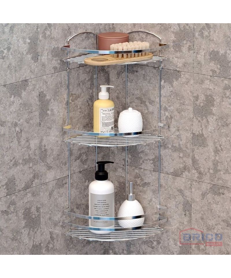 Meuble de coin salle de bain à 3 niveaux - Inox(20cm*20cm,H:48cm)