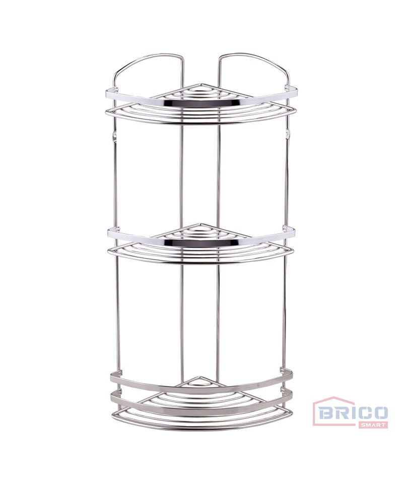 Meuble de coin salle de bain à 3 niveaux - Inox(20cm*20cm,H:48cm)