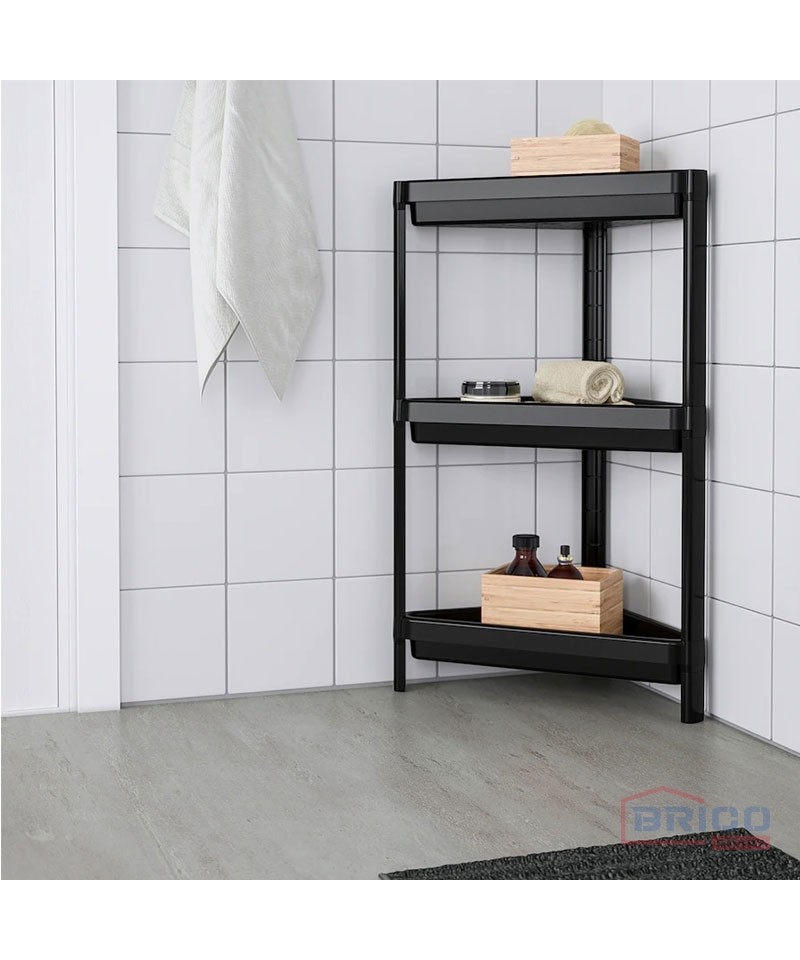 Etagère d'angle salle de bain, noire