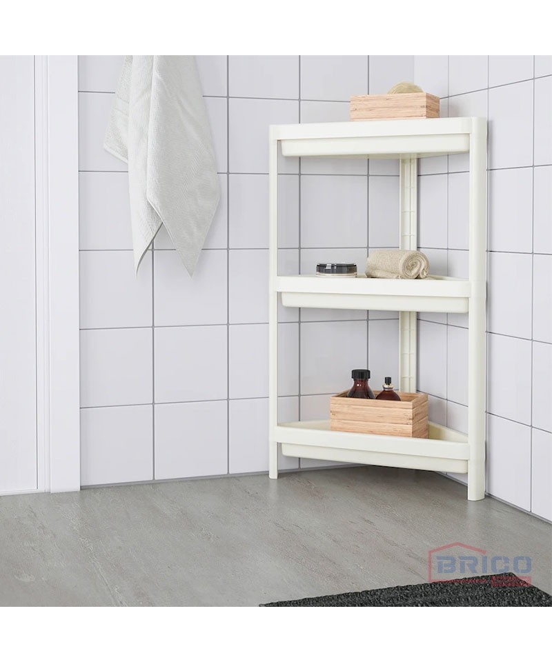 Etagère d'angle salle de bain, blanche