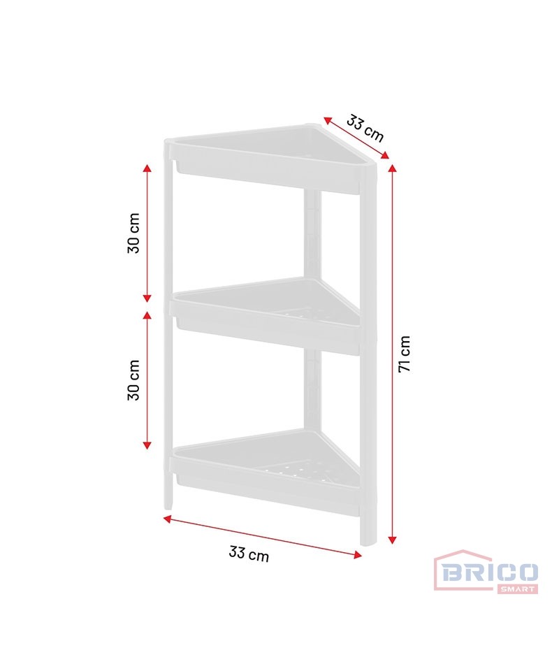 Etagère d'angle salle de bain, blanche