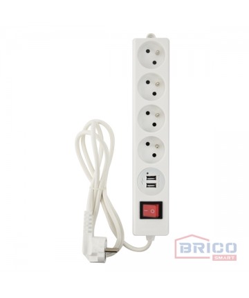 Rallonge multiprise 3 prises de courant 2P+T 16A 230V avec cordon 1,5m blanc