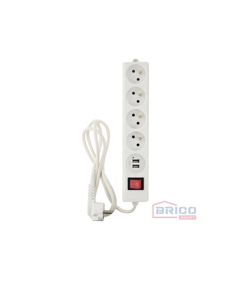 Multiprise blanche (2P+T; DP USB; 1.5m) nombre de prises 4 prises