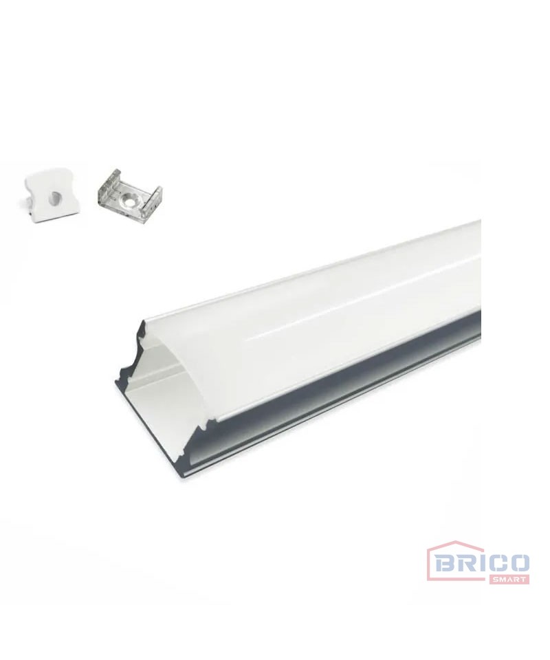 Profilé Aluminium Encastrable 2m pour Ruban LED Couvercle Blanc