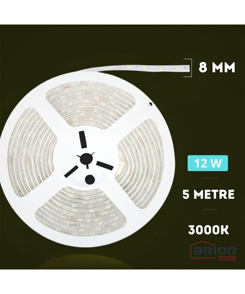 Ruban LED simple étanche 12V ,(1 mètre) Couleur de la lumière 6500K