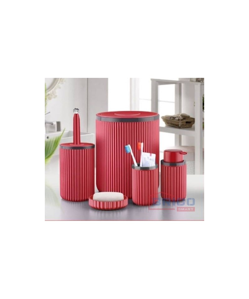 Accessoires salle de bain 5 pièces Couleur rouge