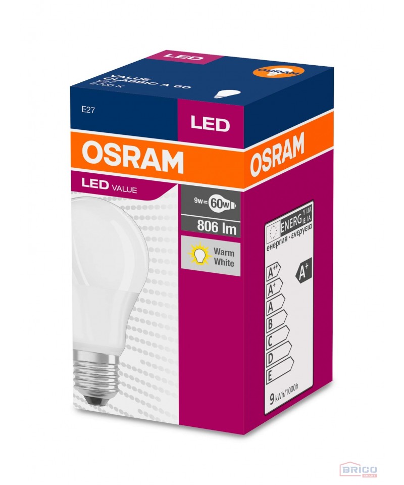 Lampe LED Value OSRAM 9.5W Culot E27 Couleur de la lumière Blanc