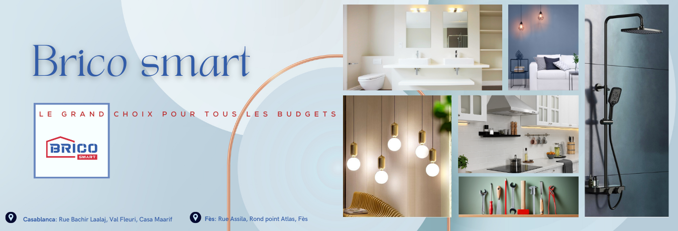 Brico Smart, boutique en ligne spécialisée dans la vente de tout matériel d’outillage, quincaillerie, peinture, colle, plomberie, sanitaire, électricité, bricolage, nettoyage et produits d’entretien, maison, jardin, piscine et animalerie.